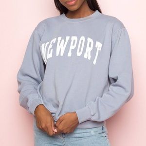 John Galt Blue / Grey Newport Crew Neck Sweatshirt